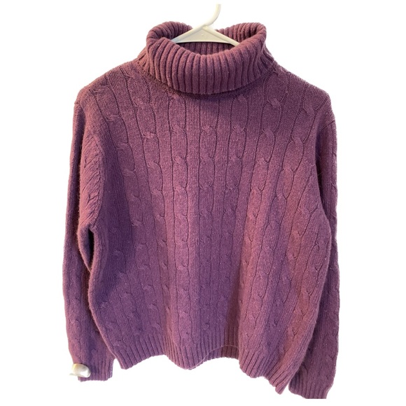 Evan Picone Sweaters - Evan Picone turtleneck sweater with cable knit, purple, size large.